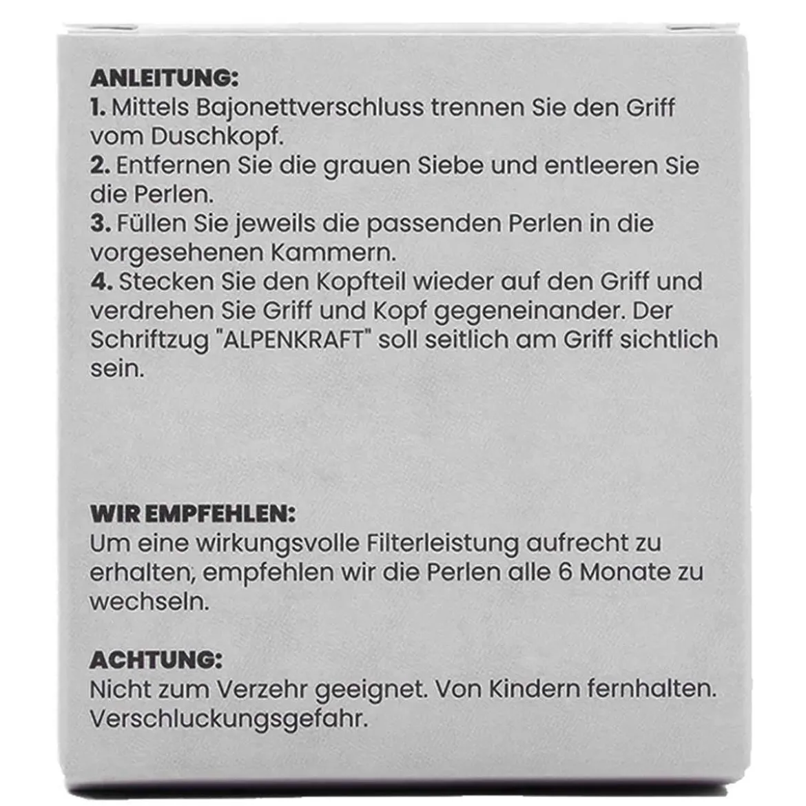 Alpenkraft Zeolith Aktivkohle Filterperlen für Duschkopf