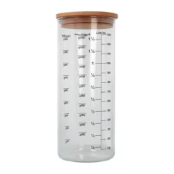 Bohemia Cristal Vorratsglas mit Holzdeckel und Skalierung