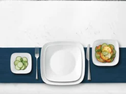 Corelle Glas Geschirr Set weiß - elegantes Design, 12-teilig