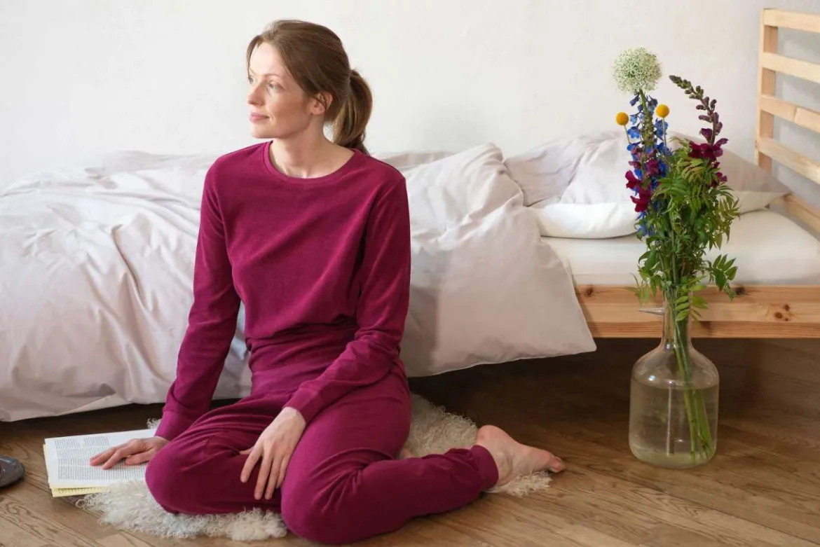 Frottee Schlafanzug Damen aus 100% weicher Bio Baumwolle