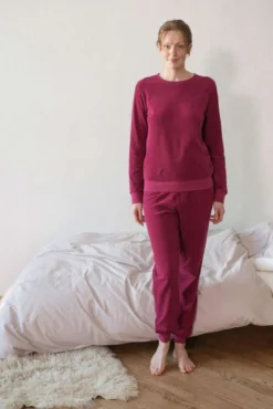 Frottee Schlafanzug Damen aus 100% weicher Bio Baumwolle