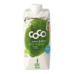 Kokos Drink Kokoswasser aus der grünen Kokosnuss trinken