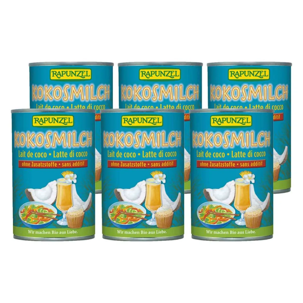 Kokosmilch Bio und glutenfrei im praktischen 6er Sparpack