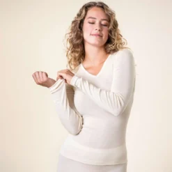 Living Crafts Damen Langarm-Shirt Felicia aus Bio-Merinowolle und Seide