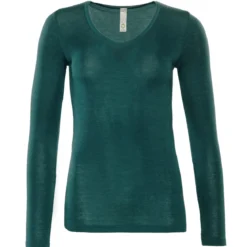 Living Crafts Damen Langarm-Shirt Felicia aus Bio-Merinowolle und Seide