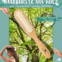 PureNature Haarbürste aus Holz mit abgerundeten Holznoppen