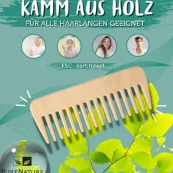 PureNature Kamm aus Holz für alle Haarlängen geeignet