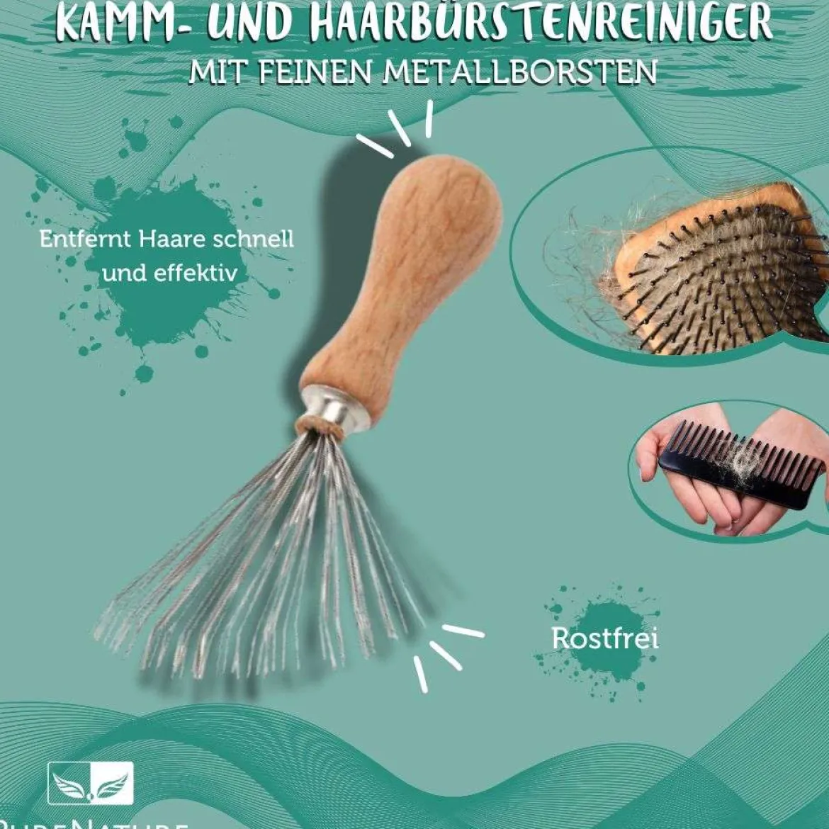 PureNature Kamm- und Haarbürstenreiniger mit feinen Metallborsten
