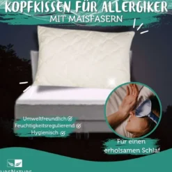 PureNature Kopfkissen für Allergiker mit Maisfasern für erholsamen Schlaf