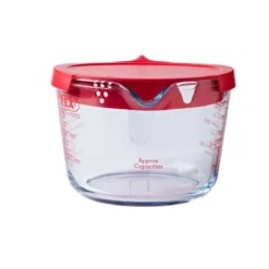 Pyrex Messbecher Glas 1l aus Borosilikatglas mit Henkel und Deckel