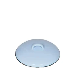 RIESS Emaille-Deckel Blau mit Chromrand – Ø 18 und 24 cm