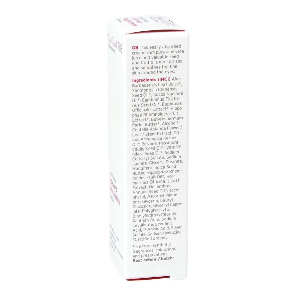 Santaverde Aloe Vera Augencreme für Allergiker, parfümfrei