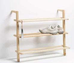 Schuhregal Gaston Side by Side aus unbehandelter massiver Esche
