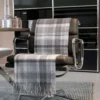 Schurwolle Plaid Fransen-Naturhaardecke – karierte Wolldecke