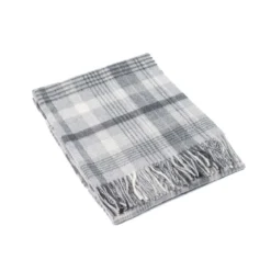 Schurwolle Plaid Fransen-Naturhaardecke – karierte Wolldecke