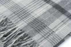Schurwolle Plaid Fransen-Naturhaardecke – karierte Wolldecke