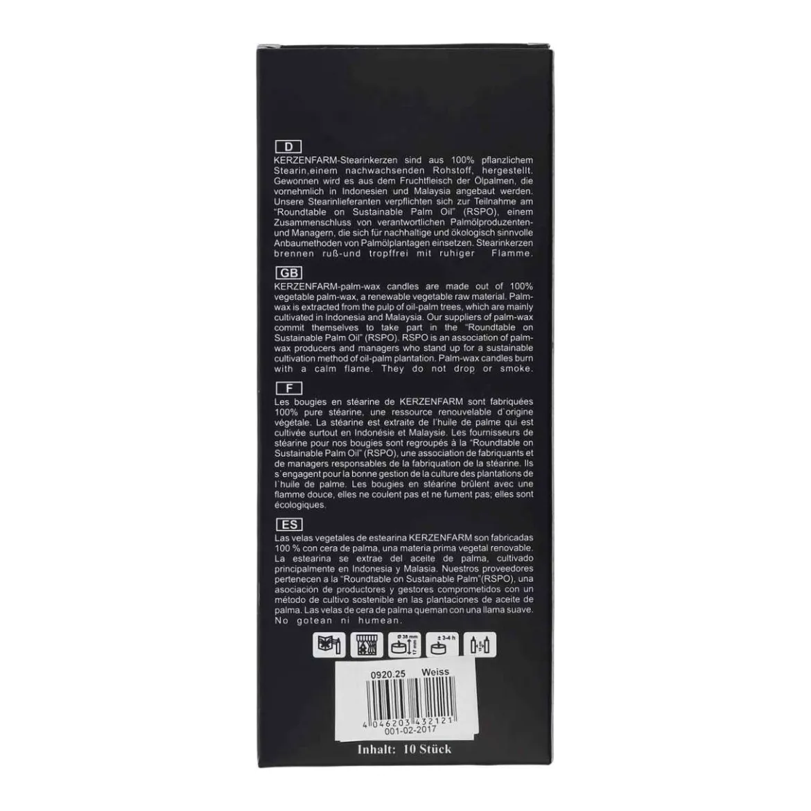 Teelichte aus Stearin in weiß, 10er Pack