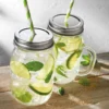 Trinkglas mit Deckel & Henkel: Vintage Gläser 0,4 l