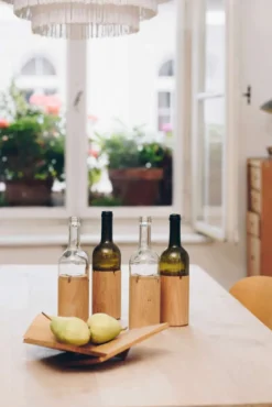 WeinLicht grün - Windlicht aus Glas & Holz von Side by Side